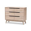 Baxton Studio Fella Mid-Century Modern Two-Tone Oak and Grey Wood 6-Drawer Dresser WHI-FLDT00805-Hana-Oak-Dark-Grey-Dresser