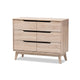 Baxton Studio Fella Mid-Century Modern Two-Tone Oak and Grey Wood 6-Drawer Dresser WHI-FLDT00805-Hana-Oak-Dark-Grey-Dresser