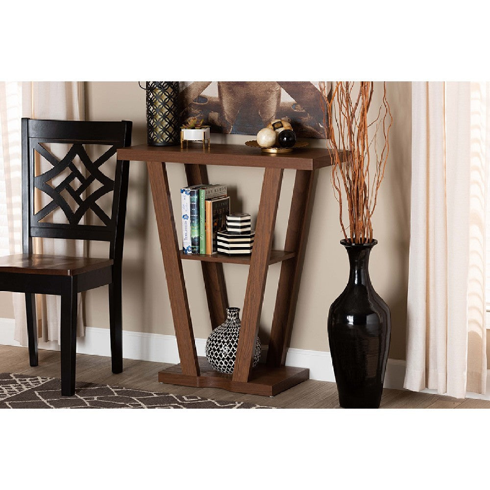 Baxton Studio Boone Modern and Contemporary Walnut Brown Finished Wood Console Table WHI-FP-01-Walnut-Console