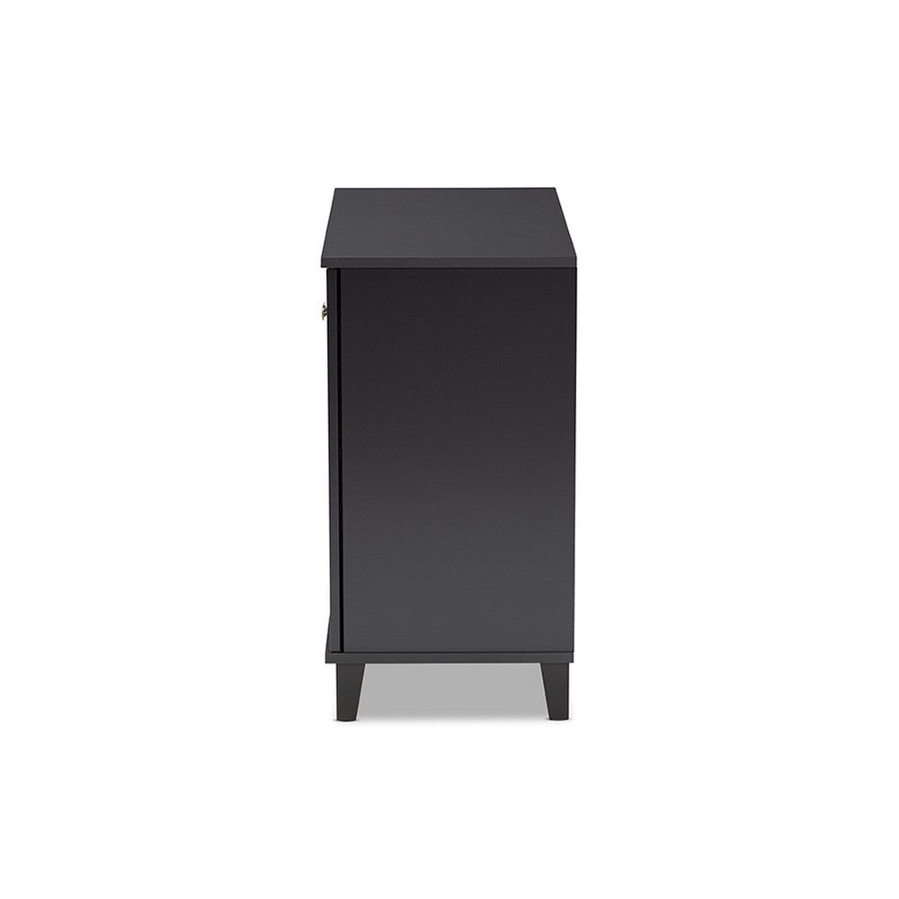 Baxton Studio Coolidge Modern and Contemporary Dark Grey Finished 4-Shelf Wood Shoe Storage Cabinet WHI-FP-01LV-Dark-Grey
