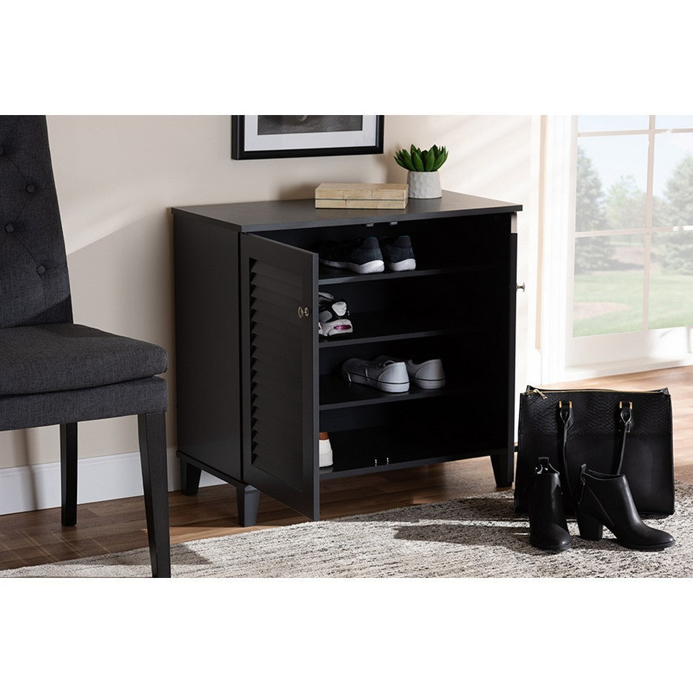 Baxton Studio Coolidge Modern and Contemporary Dark Grey Finished 4-Shelf Wood Shoe Storage Cabinet
