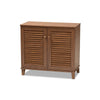 Baxton Studio Coolidge Modern and Contemporary Walnut Finished 4-Shelf Wood Shoe Storage Cabinet WHI-FP-01LV-Walnut