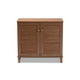 Baxton Studio Coolidge Modern and Contemporary Walnut Finished 4-Shelf Wood Shoe Storage Cabinet WHI-FP-01LV-Walnut