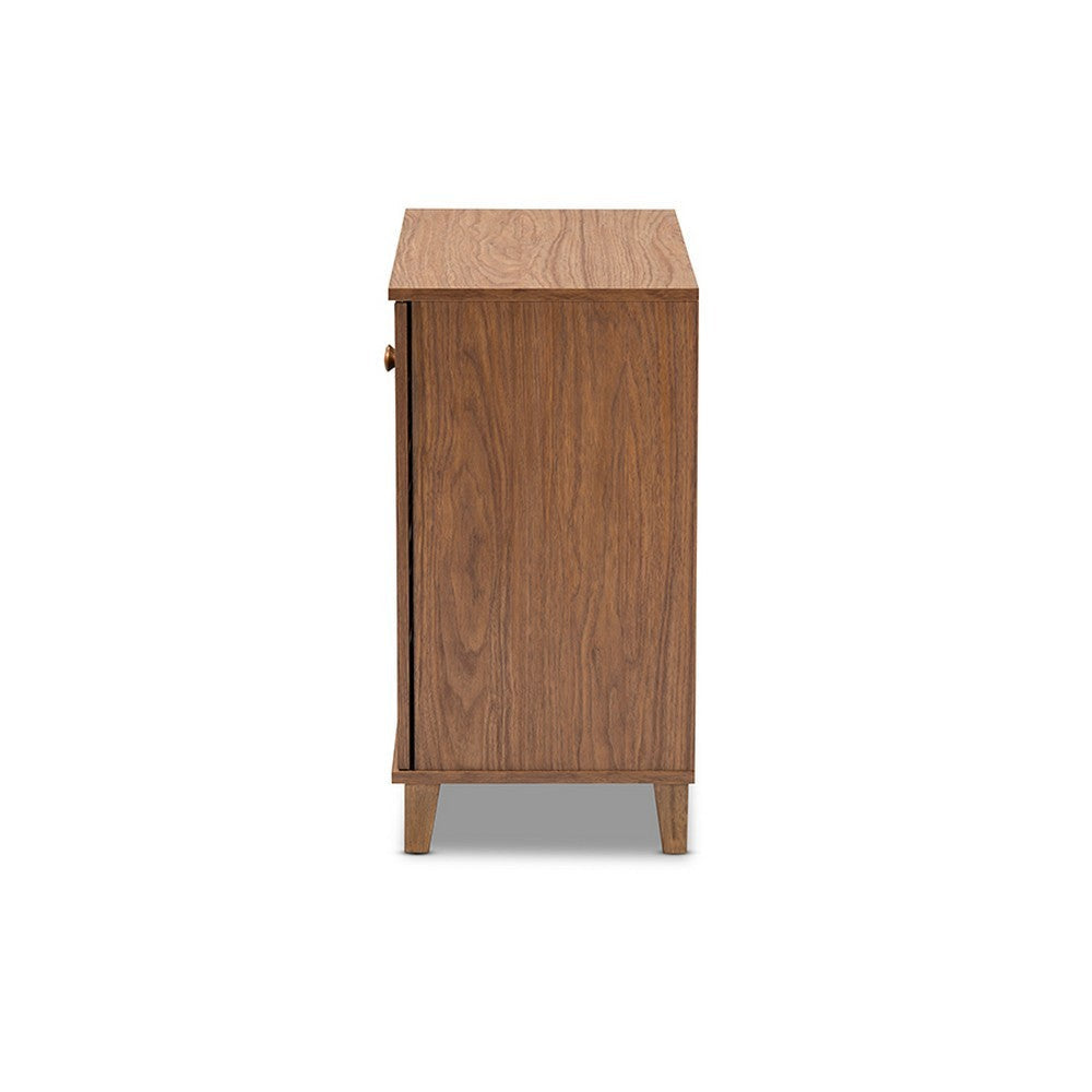 Baxton Studio Coolidge Modern and Contemporary Walnut Finished 4-Shelf Wood Shoe Storage Cabinet WHI-FP-01LV-Walnut
