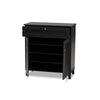 Baxton Studio Coolidge Modern and Contemporary Dark Grey Finished 4-Shelf Wood Shoe Storage Cabinet with Drawer WHI-FP-02LV-Dark-Grey
