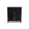 Baxton Studio Coolidge Modern and Contemporary Dark Grey Finished 4-Shelf Wood Shoe Storage Cabinet with Drawer WHI-FP-02LV-Dark-Grey