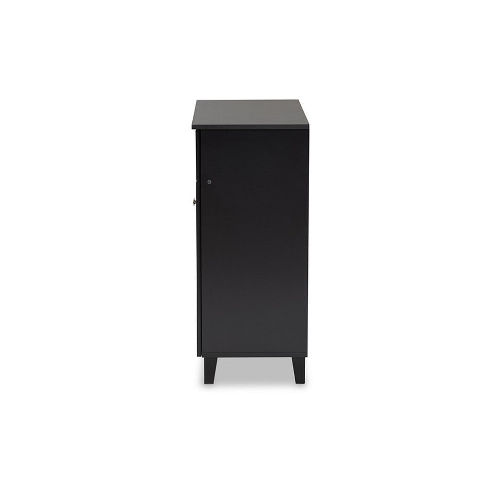 Baxton Studio Coolidge Modern and Contemporary Dark Grey Finished 4-Shelf Wood Shoe Storage Cabinet with Drawer WHI-FP-02LV-Dark-Grey
