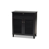 Baxton Studio Coolidge Modern and Contemporary Dark Grey Finished 4-Shelf Wood Shoe Storage Cabinet with Drawer WHI-FP-02LV-Dark-Grey