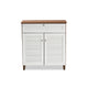 Baxton Studio Coolidge Modern and Contemporary White and Walnut Finished 4-Shelf Wood Shoe Storage Cabinet with Drawer