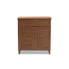 Baxton Studio Coolidge Modern and Contemporary Walnut Finished 4-Shelf Wood Shoe Storage Cabinet with Drawer WHI-FP-02LV-Walnut