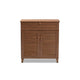 Baxton Studio Coolidge Modern and Contemporary Walnut Finished 4-Shelf Wood Shoe Storage Cabinet with Drawer WHI-FP-02LV-Walnut