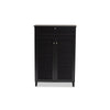 Baxton Studio Coolidge Modern and Contemporary Dark Grey Finished 5-Shelf Wood Shoe Storage Cabinet with Drawer WHI-FP-03LV-Dark-Grey
