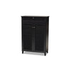 Baxton Studio Coolidge Modern and Contemporary Dark Grey Finished 5-Shelf Wood Shoe Storage Cabinet with Drawer WHI-FP-03LV-Dark-Grey