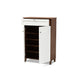 Baxton Studio Coolidge Modern and Contemporary White and Walnut Finished 5-Shelf Wood Shoe Storage Cabinet with Drawer