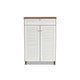 Baxton Studio Coolidge Modern and Contemporary White and Walnut Finished 5-Shelf Wood Shoe Storage Cabinet with Drawer