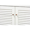 Baxton Studio Coolidge Modern and Contemporary White and Walnut Finished 5-Shelf Wood Shoe Storage Cabinet with Drawer