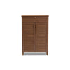 Baxton Studio Coolidge Modern and Contemporary Walnut Finished 5-Shelf Wood Shoe Storage Cabinet with Drawer WHI-FP-03LV-Walnut