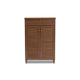 Baxton Studio Coolidge Modern and Contemporary Walnut Finished 5-Shelf Wood Shoe Storage Cabinet with Drawer WHI-FP-03LV-Walnut