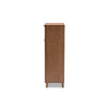 Baxton Studio Coolidge Modern and Contemporary Walnut Finished 5-Shelf Wood Shoe Storage Cabinet with Drawer WHI-FP-03LV-Walnut