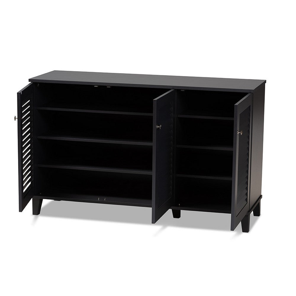 Baxton Studio Coolidge Modern and Contemporary Dark Grey Finished 8-Shelf Wood Shoe Storage Cabinet WHI-FP-04LV-Dark-Grey