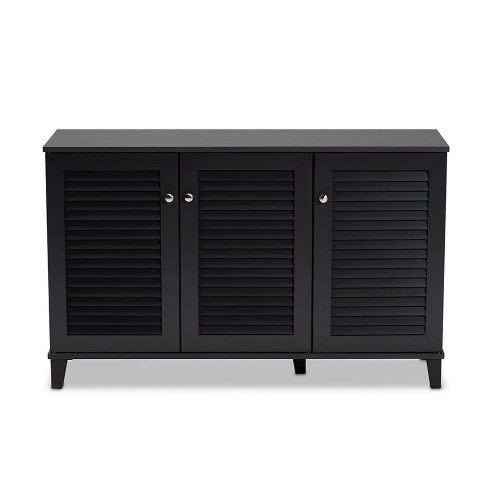 Baxton Studio Coolidge Modern and Contemporary Dark Grey Finished 8-Shelf Wood Shoe Storage Cabinet WHI-FP-04LV-Dark-Grey