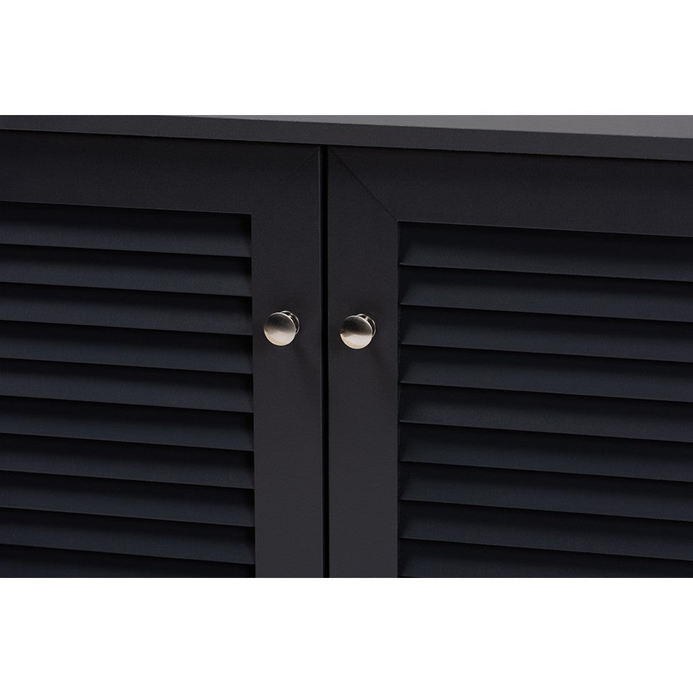 Baxton Studio Coolidge Modern and Contemporary Dark Grey Finished 8-Shelf Wood Shoe Storage Cabinet WHI-FP-04LV-Dark-Grey