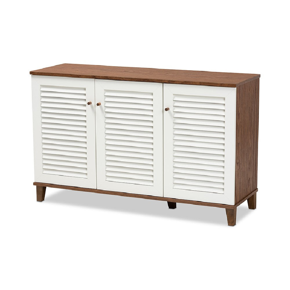 Baxton Studio Coolidge Modern and Contemporary Walnut Finished 8-Shelf Wood Shoe Storage Cabinet WHI-FP-04LV-Walnut