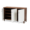 Baxton Studio Coolidge Modern and Contemporary Walnut Finished 8-Shelf Wood Shoe Storage Cabinet WHI-FP-04LV-Walnut