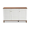 Baxton Studio Coolidge Modern and Contemporary Walnut Finished 8-Shelf Wood Shoe Storage Cabinet WHI-FP-04LV-Walnut