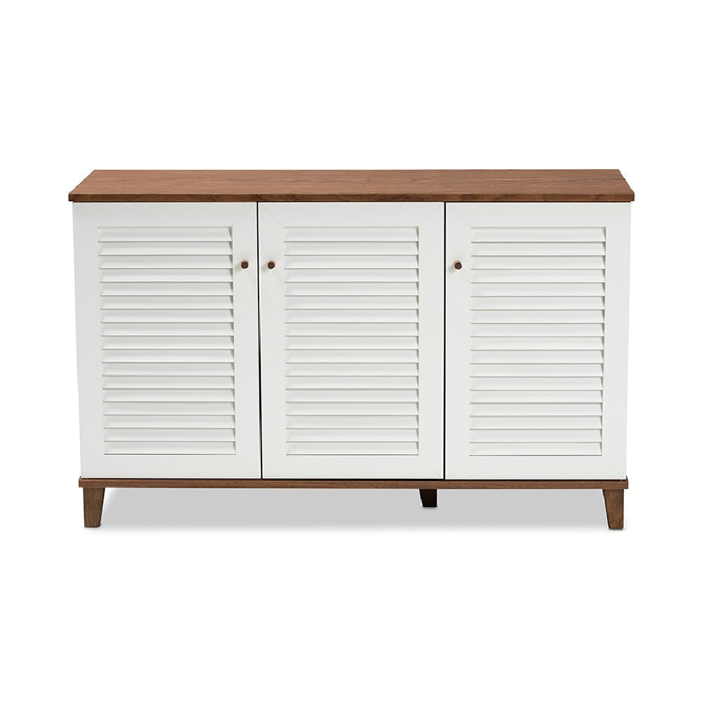 Baxton Studio Coolidge Modern and Contemporary Walnut Finished 8-Shelf Wood Shoe Storage Cabinet WHI-FP-04LV-Walnut