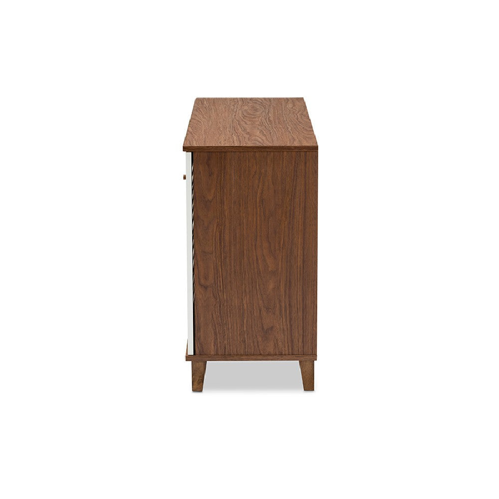 Baxton Studio Coolidge Modern and Contemporary Walnut Finished 8-Shelf Wood Shoe Storage Cabinet WHI-FP-04LV-Walnut