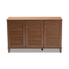 Baxton Studio Coolidge Modern and Contemporary Walnut Finished 8-Shelf Wood Shoe Storage Cabinet WHI-FP-04LV-Walnut