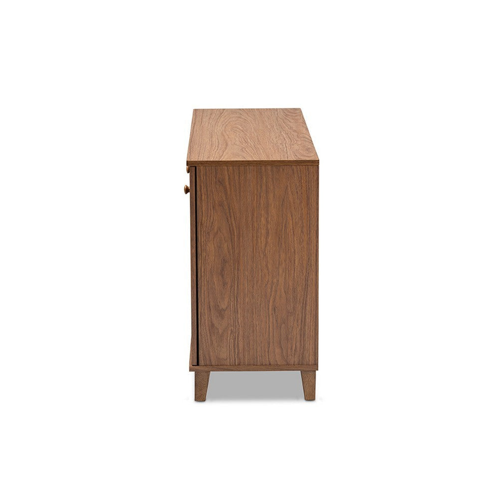Baxton Studio Coolidge Modern and Contemporary Walnut Finished 8-Shelf Wood Shoe Storage Cabinet WHI-FP-04LV-Walnut