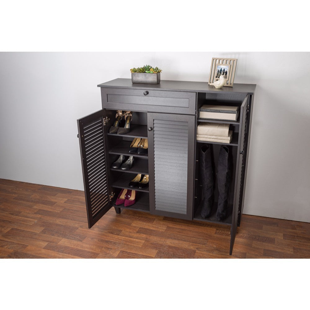 Baxton Studio Pocillo Wood Shoe Storage Cabinet WHI-FP-05LV-Espresso