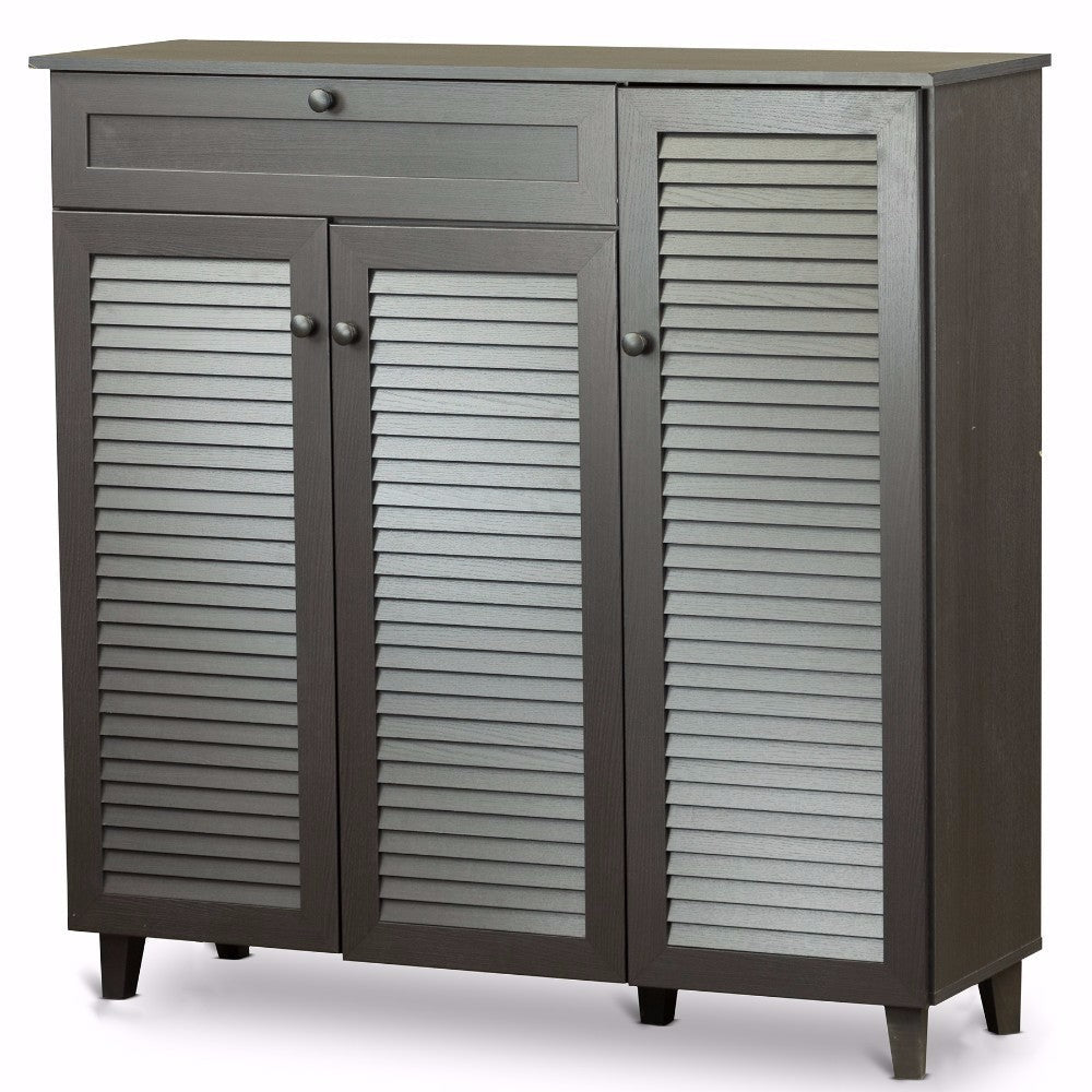 Baxton Studio Pocillo Wood Shoe Storage Cabinet WHI-FP-05LV-Espresso