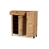 Baxton Studio Coolidge Modern and Contemporary Oak Brown Finished Wood 3-Door Shoe Storage Cabinet with Drawer