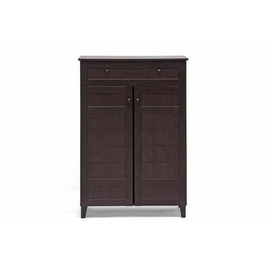 Baxton Studio Glidden Dark Brown Wood Modern Shoe Cabinet (Tall)