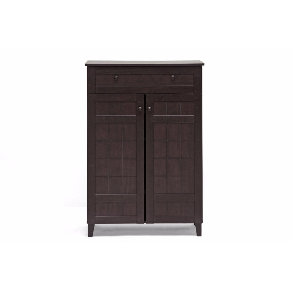 Baxton Studio Glidden Dark Brown Wood Modern Shoe Cabinet (Tall)