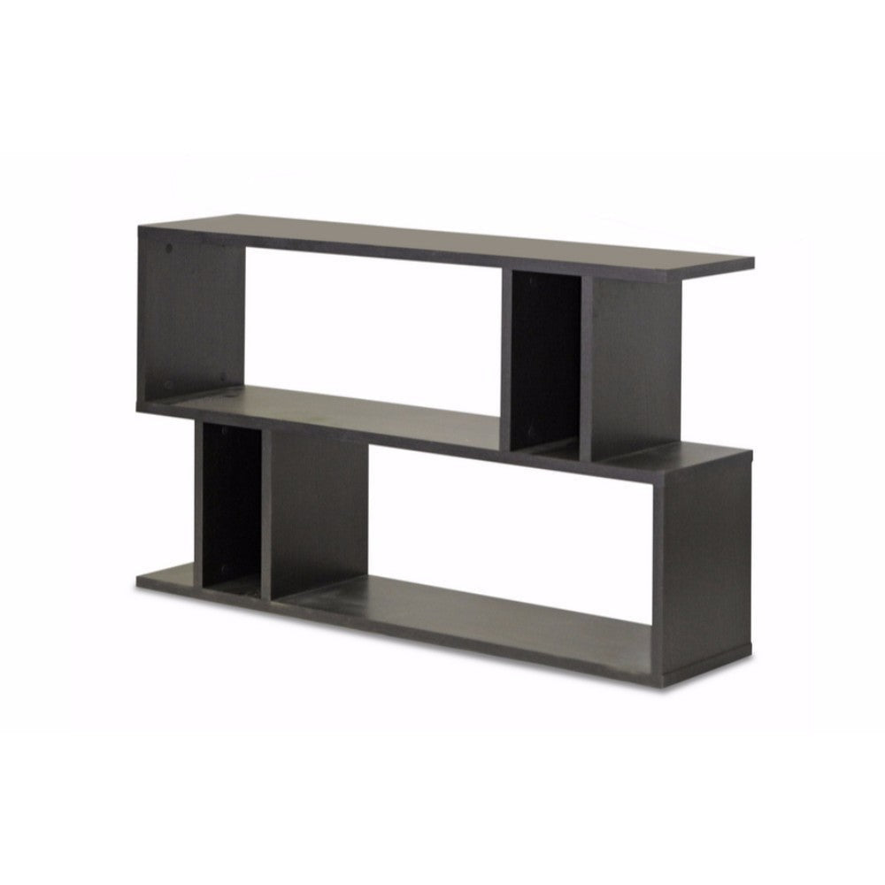 Baxton Studio Goodwin 2-Level Dark Brown Modern Bookshelf WHI-FP-2DS-Shelf