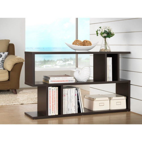 Baxton Studio Goodwin 2-Level Dark Brown Modern Bookshelf