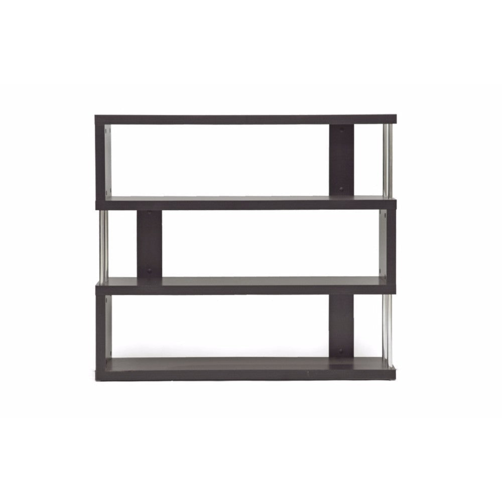 Baxton Studio Barnes Dark Brown Three-Shelf Modern Bookcase
