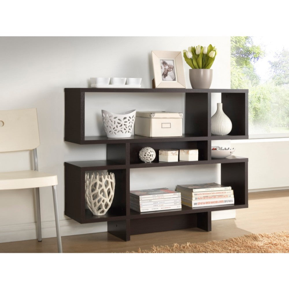 Baxton Studio Cassidy 4-Level Dark Brown Modern Bookshelf