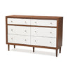 Baxton Studio Harlow Mid-century Modern Scandinavian Style White and Walnut Wood 6-drawer Storage Dresser WHI-FP-6781-Walnut-White