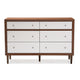 Baxton Studio Harlow Mid-century Modern Scandinavian Style White and Walnut Wood 6-drawer Storage Dresser WHI-FP-6781-Walnut-White