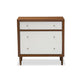 Baxton Studio Harlow Mid-century Modern Scandinavian Style White and Walnut Wood 3-drawer Chest WHI-FP-6782-Walnut-White