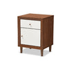 Baxton Studio Harlow Mid-century Modern Scandinavian Style White and Walnut Wood 1-drawer and 1-door Nightstand WHI-FP-6783-Walnut-White-NS