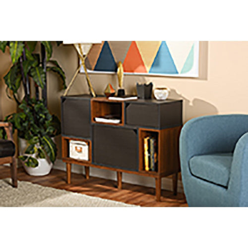 Baxton Studio Anderson Mid-century Retro Modern Oak and Espresso Wood Sideboard Storage Cabinet