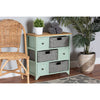 Baxton Studio Valtina Modern and Contemporary Two-Tone Oak Brown and Mint Green Finished Wood 3-Drawer Storage Unit with Baskets