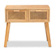 Baxton Studio Falan Mid-Century Modern Oak Brown Finished Wood 2-Drawer Console Table with Rattan WHI-FZC20653-Wooden-Rattan