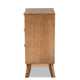 Baxton Studio Baden Mid-Century Modern Walnut Brown Finished Wood 3-Drawer End Table with Rattan